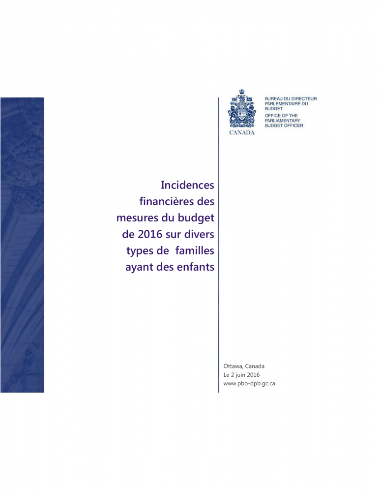 Incidences financières des mesures du budget de 2016 sur divers types ...
