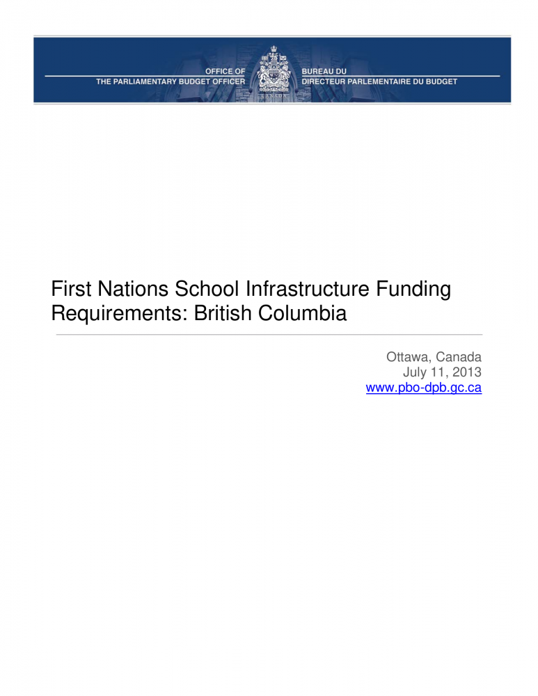 First Nations School Infrastructure Funding Requirements British Columbia